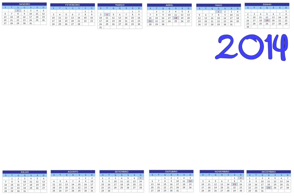 Molde calendário 2014