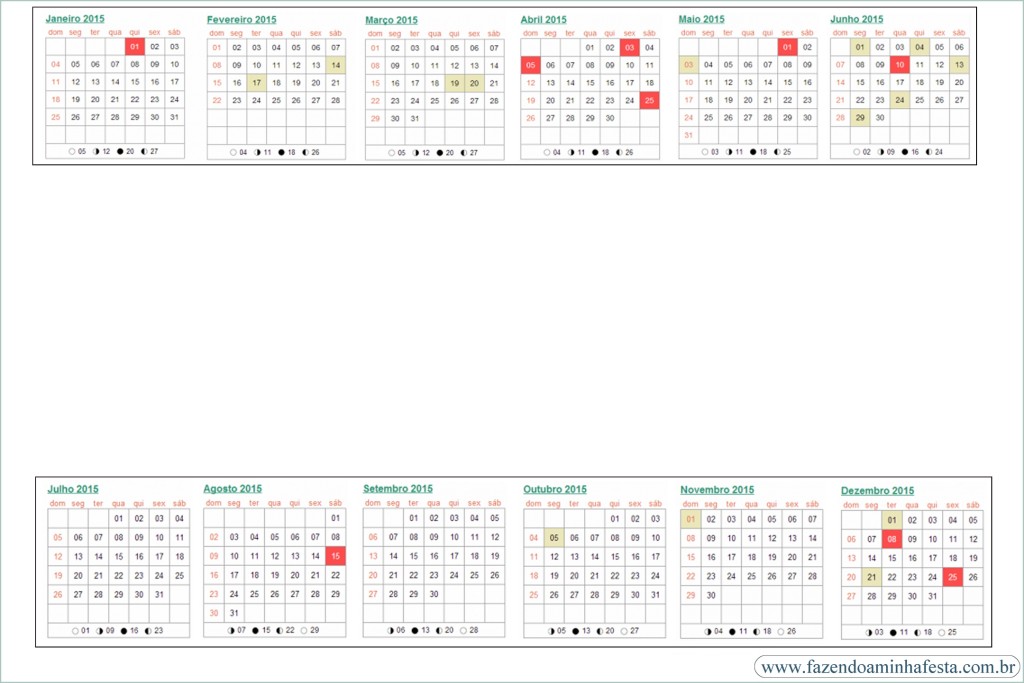 Molde calendário 2015