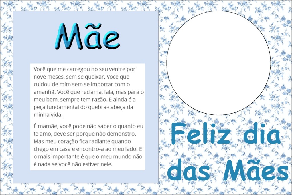 Cartão com Mensagem para o Dia das Mães