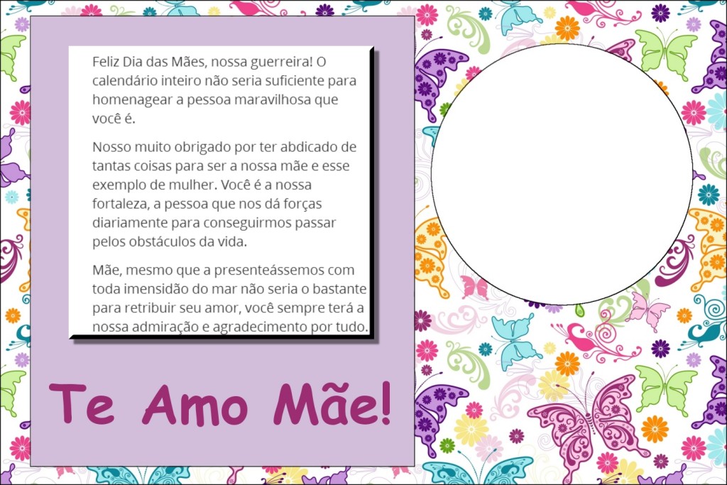 Cartão com Mensagem para o Dia das Mães