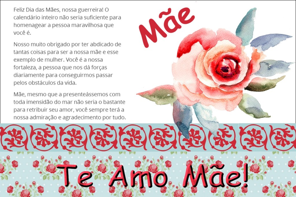 Cartão com Mensagem para o Dia das Mães