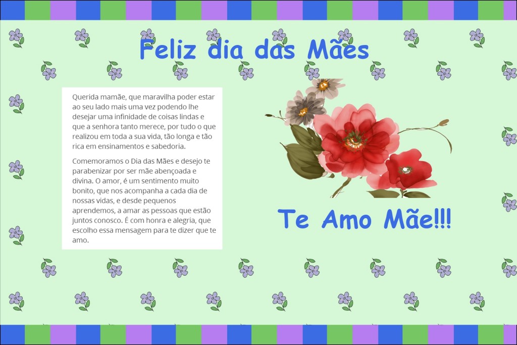 Cartão com Mensagem para o Dia das Mães