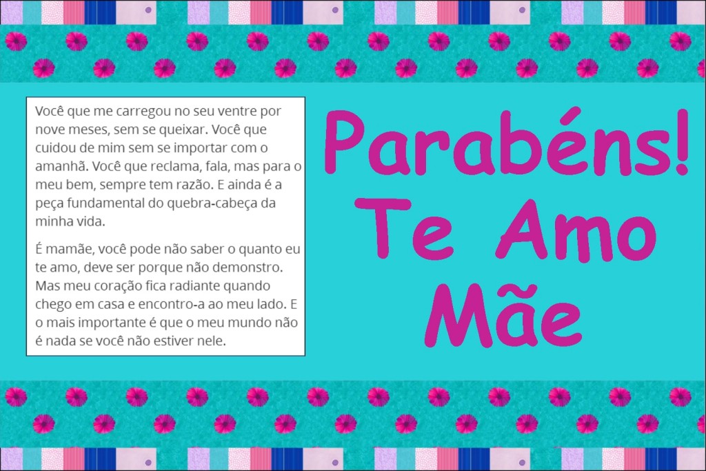 Cartão com Mensagem para o Dia das Mães