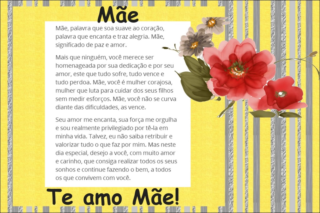 Cartão com Mensagem para o Dia das Mães