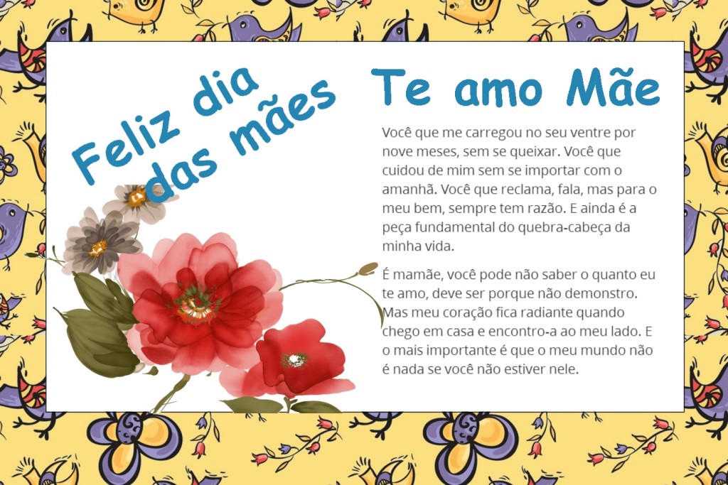 Cartão com Mensagem para o Dia das Mães