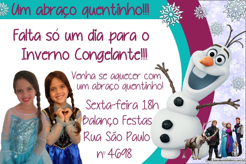 Lembrete da Festa de Aniversário com cartão pronto do Olaf!