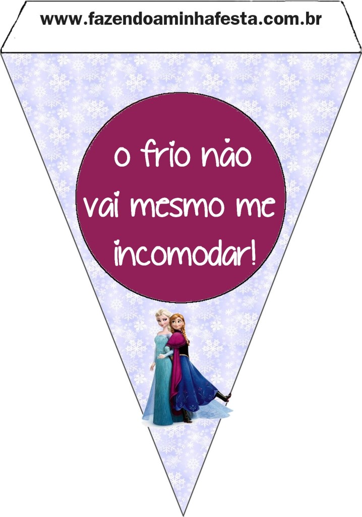 Bandeirinha para Varal com frases do filme Frozen.