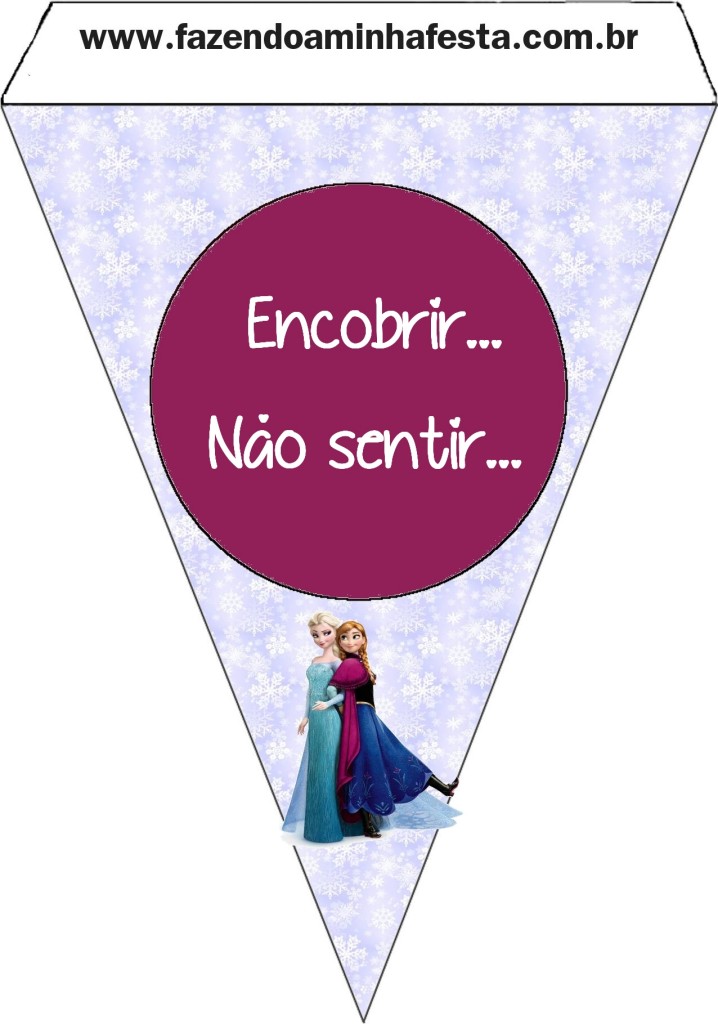 Bandeirinha para Varal com frases do filme Frozen.