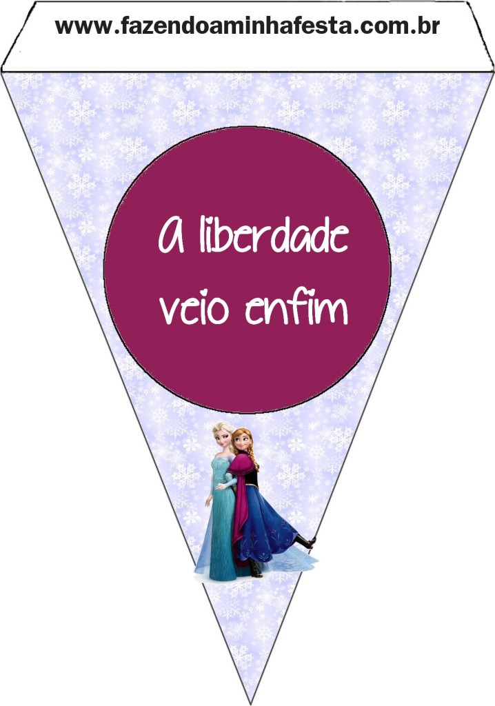 Bandeirinha para Varal com frases do filme Frozen.