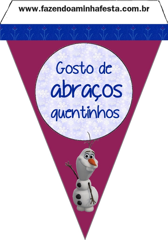 Bandeirinha para Varal com frases do filme Frozen.