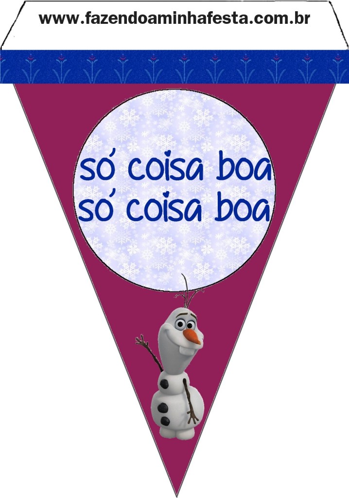 Bandeirinha para Varal com frases do filme Frozen.