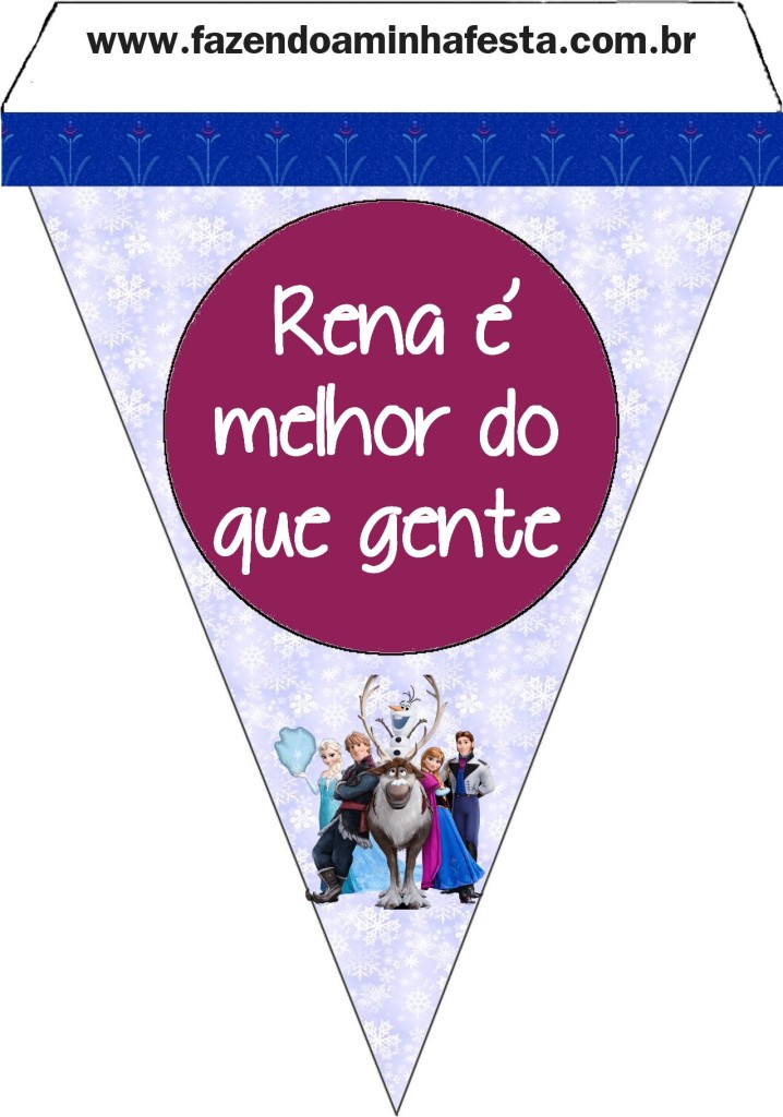 Bandeirinha para Varal com frases do filme Frozen.
