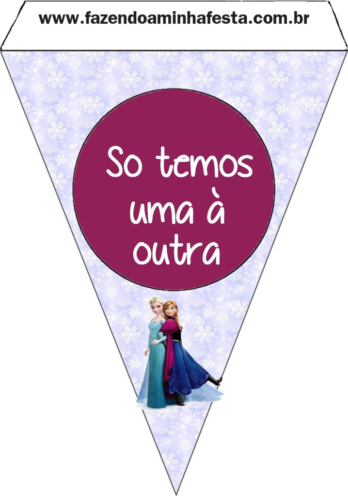 Bandeirinha para Varal com frases do filme Frozen.