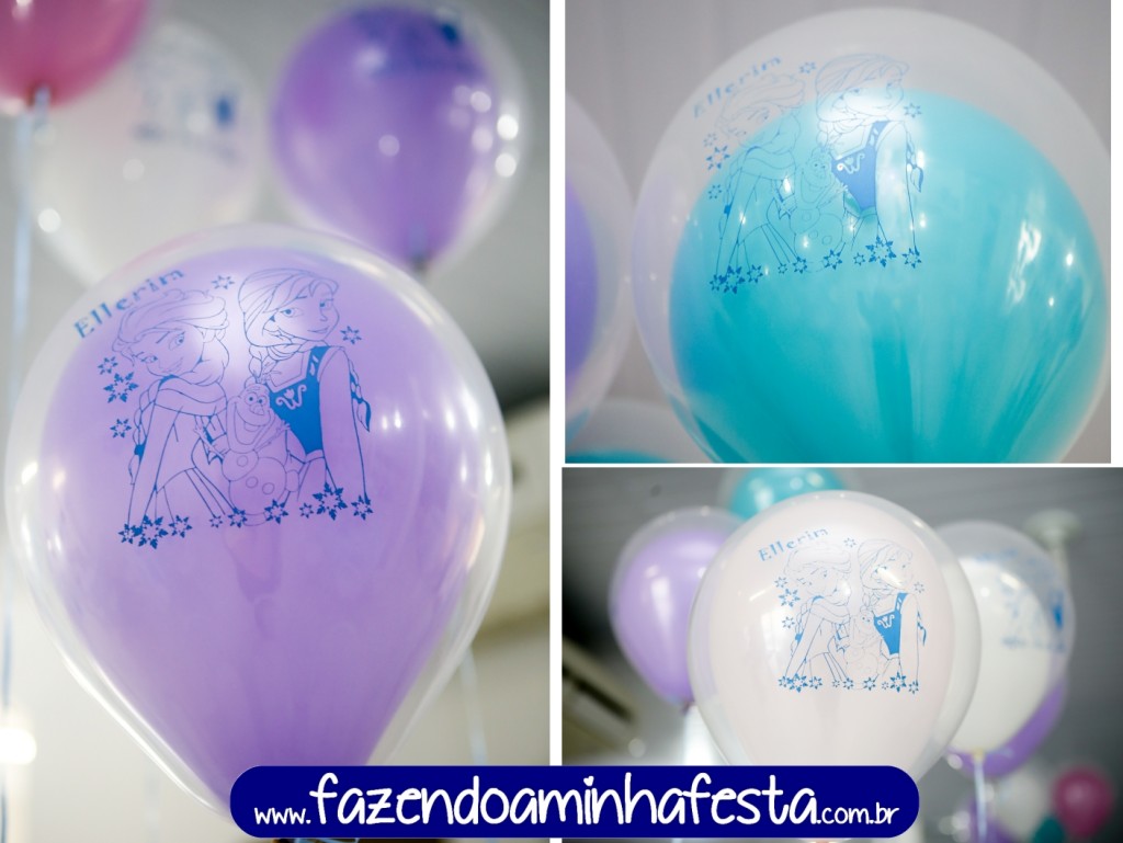 Todos os balões eram personalizados, da Balões Criativos, paguei R$ 80 por 50 balões.