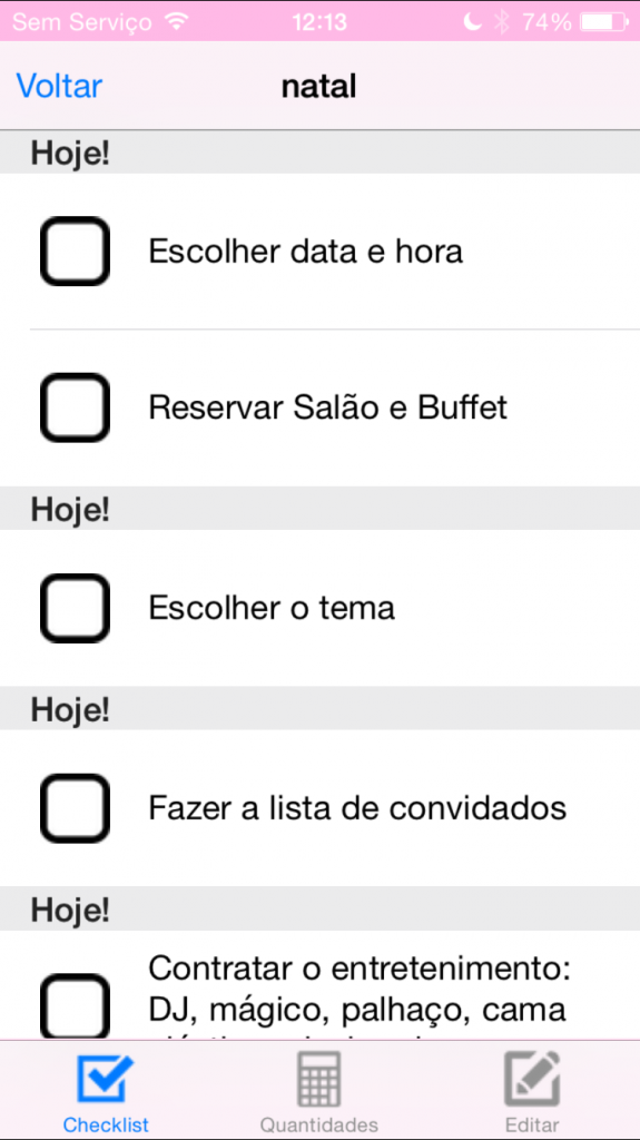 Você pode acessar diretamente o Check List