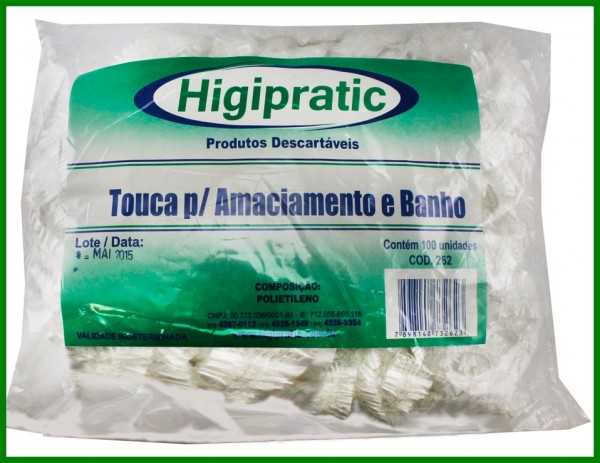 Comprei o saco com 100 toucas descartáveis.
