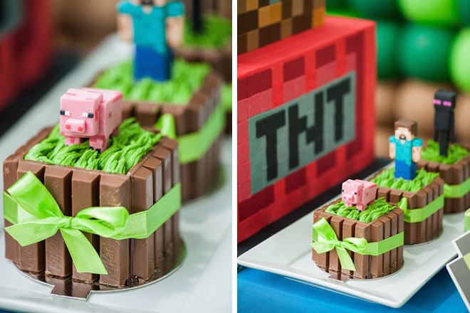 Bolo e Cupcake Minecraft via Festa Com Gosto