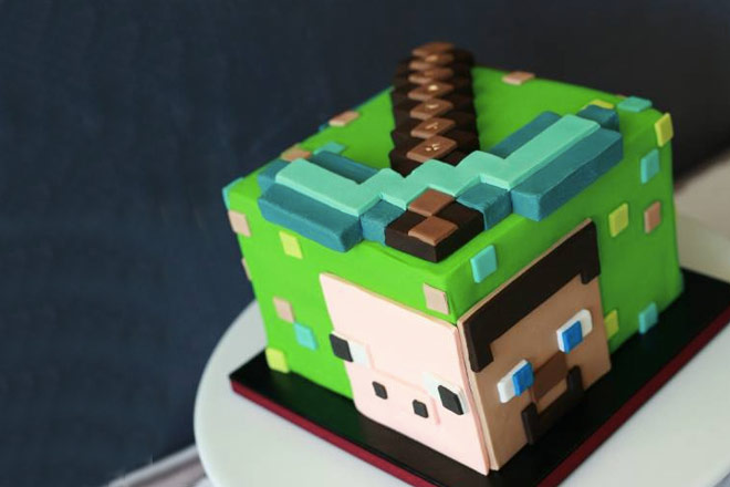 Bolo Minecraft via Bloom Cake Co.