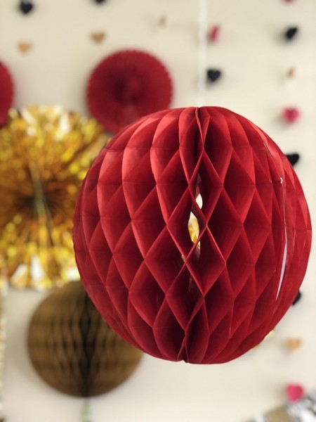 Pompom colmeia Dourado e Vermelho
